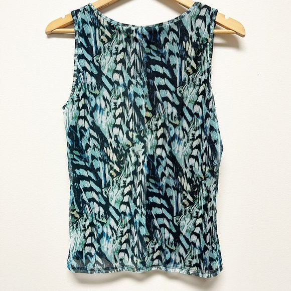 CHICOS Two Piece Feather Print Mesh Tank and Cardigan Set Size M - Picture 3 of 8